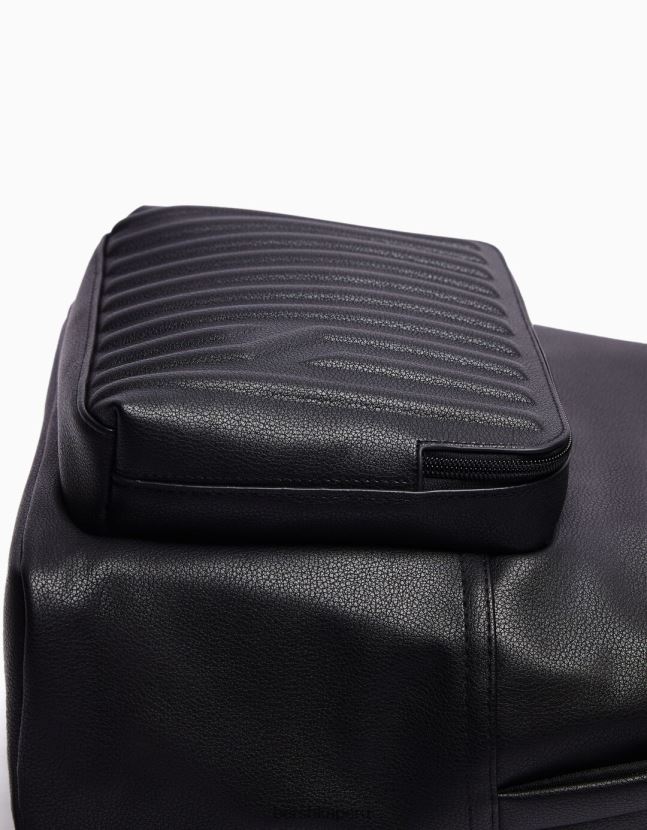 negro Bershka hombres mochila de piel sintética 806J6B3588