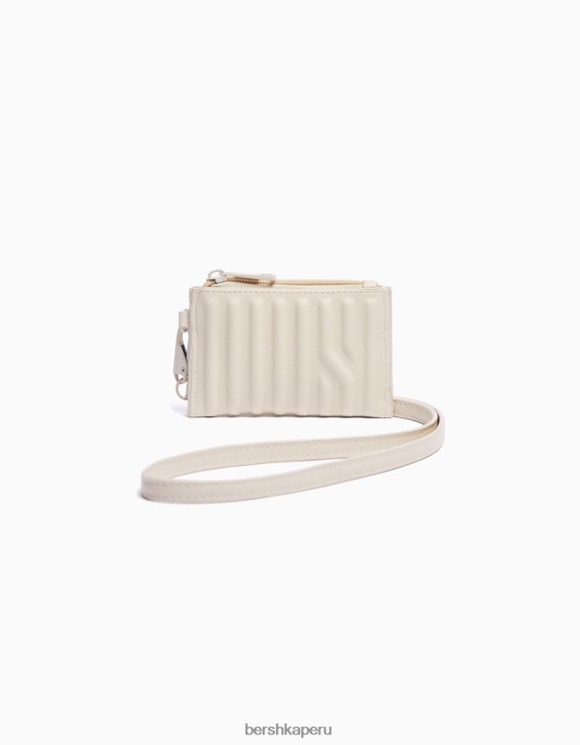 crema Bershka hombres tarjetero de piel sintética con correa 806J6B3609
