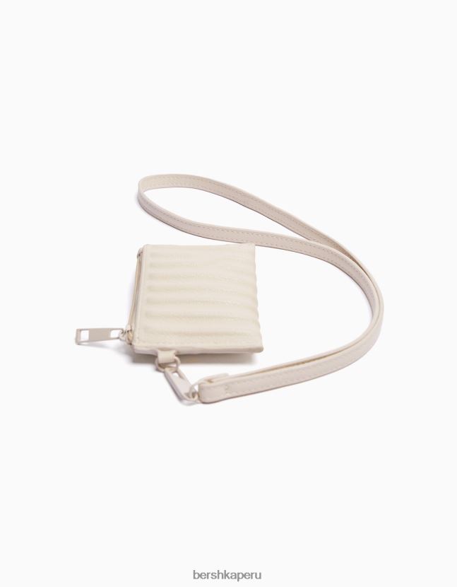 crema Bershka hombres tarjetero de piel sintética con correa 806J6B3609