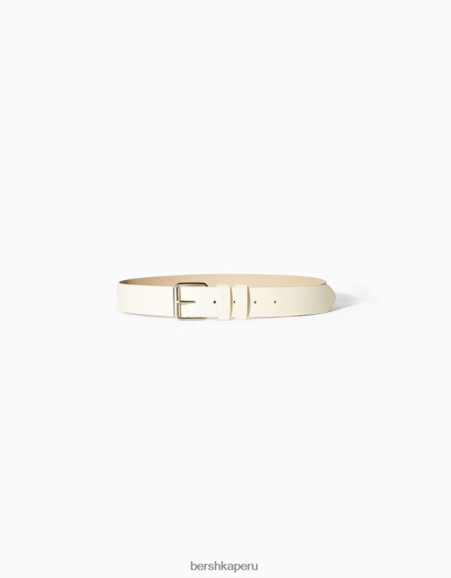 crema Bershka hombres cinturón ancho de piel sintética 806J6B3631