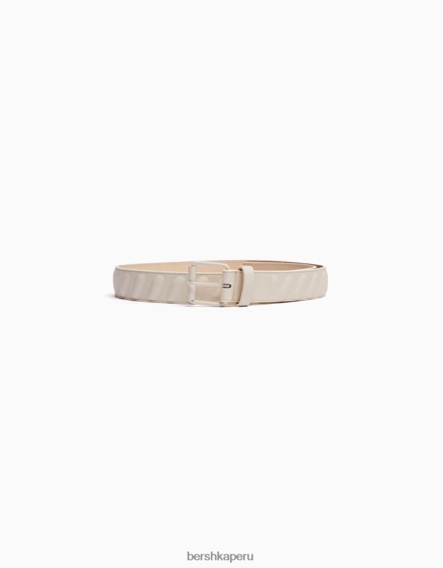 crema Bershka hombres cinturón de piel sintética 806J6B3633