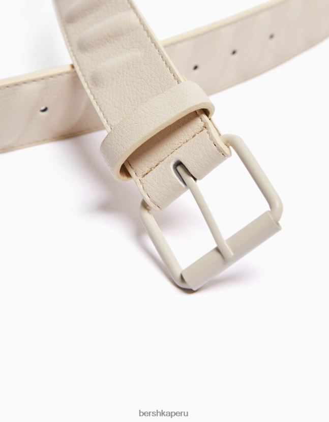crema Bershka hombres cinturón de piel sintética 806J6B3633
