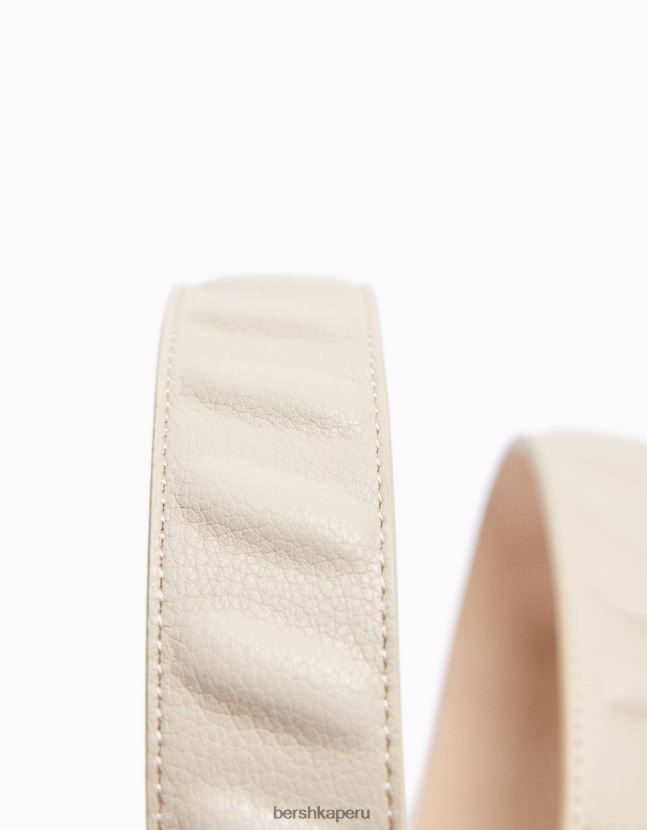 crema Bershka hombres cinturón de piel sintética 806J6B3633