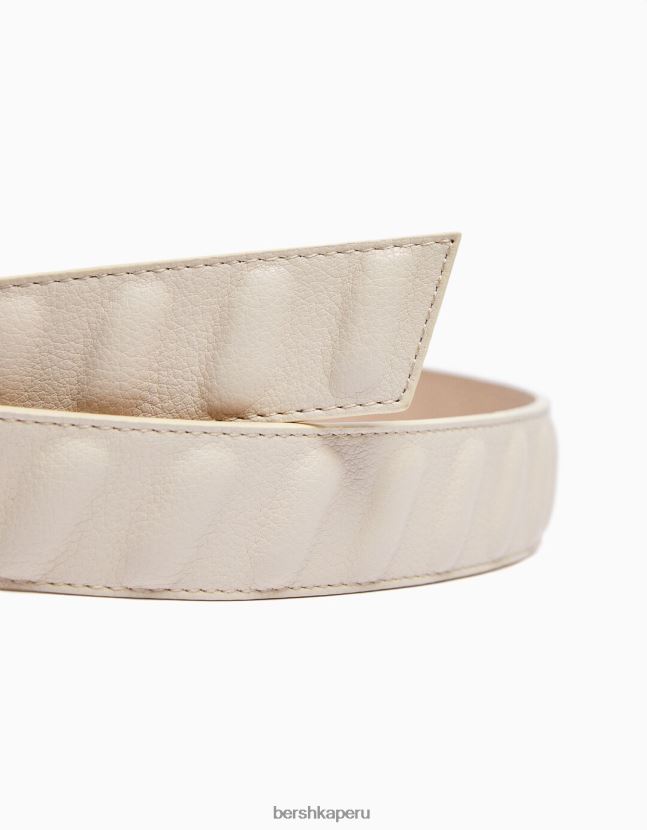 crema Bershka hombres cinturón de piel sintética 806J6B3633
