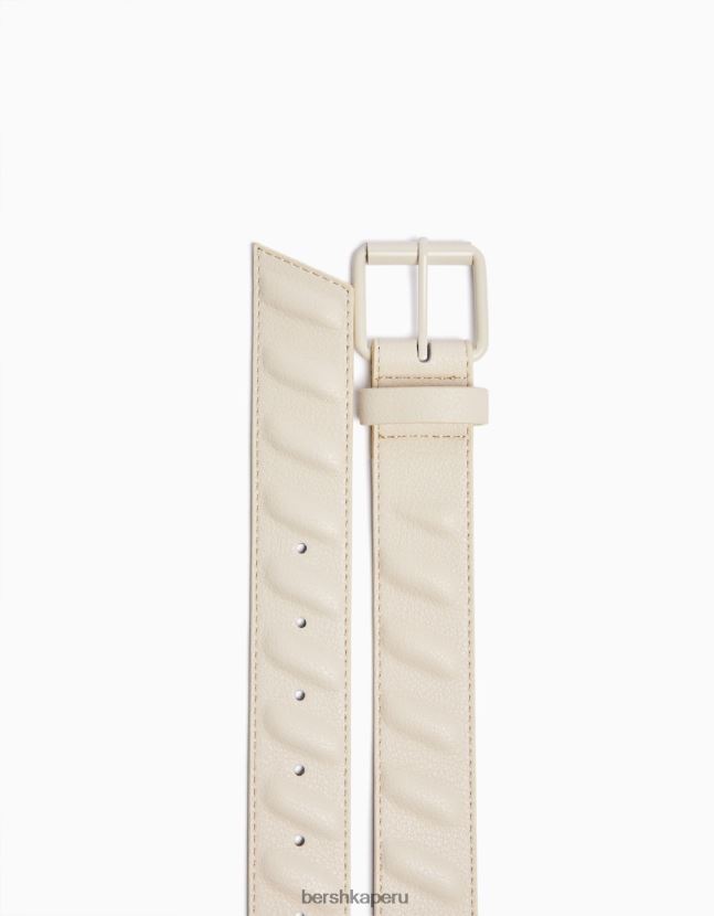 crema Bershka hombres cinturón de piel sintética 806J6B3633
