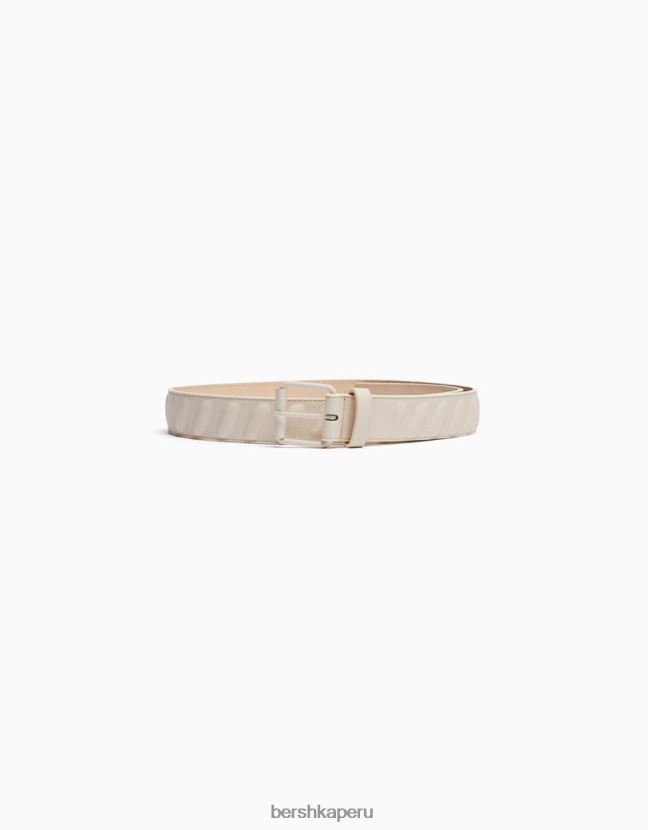 crema Bershka hombres cinturón de piel sintética 806J6B3635