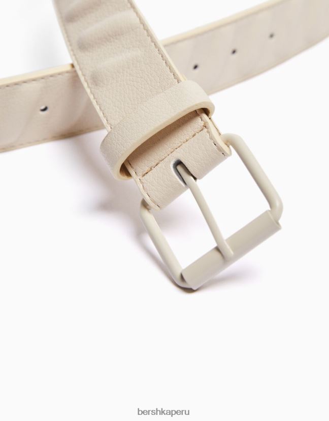 crema Bershka hombres cinturón de piel sintética 806J6B3635