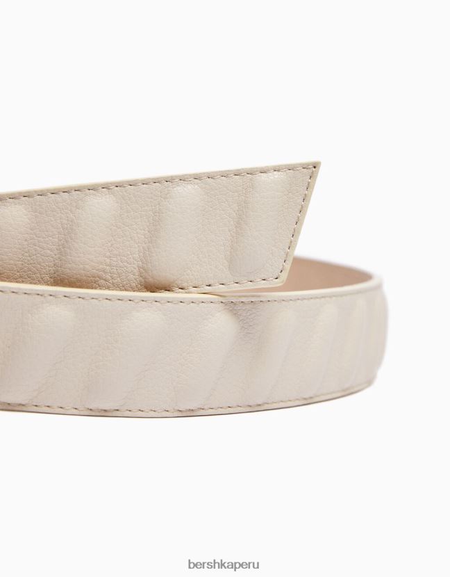crema Bershka hombres cinturón de piel sintética 806J6B3635