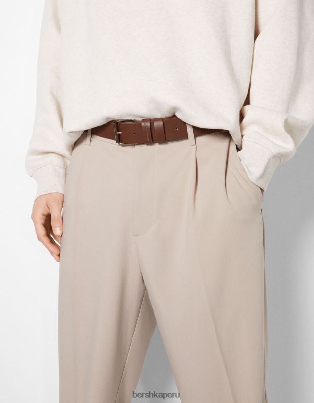 marrón Bershka hombres cinturón ancho de piel sintética 806J6B3636