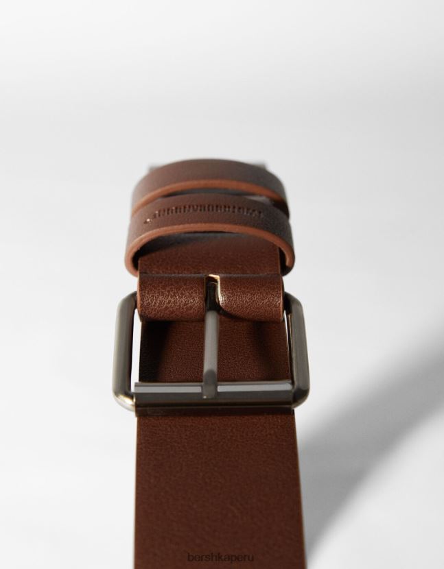 marrón Bershka hombres cinturón ancho de piel sintética 806J6B3636
