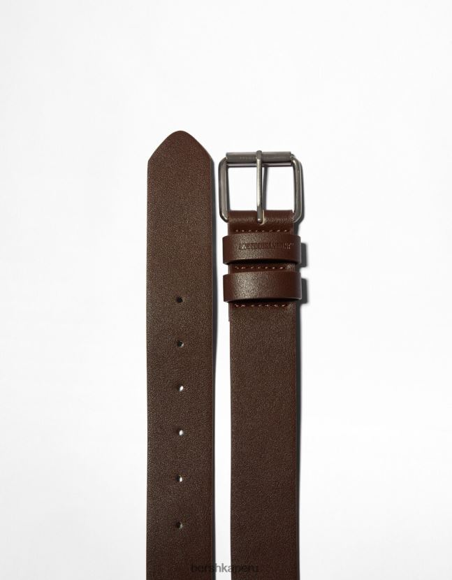 marrón Bershka hombres cinturón ancho de piel sintética 806J6B3636