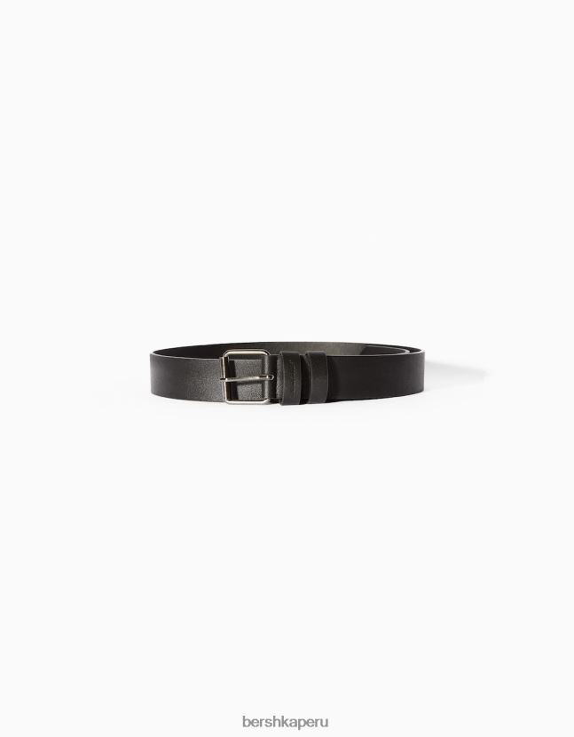 negro Bershka hombres cinturón ancho de piel sintética 806J6B3638