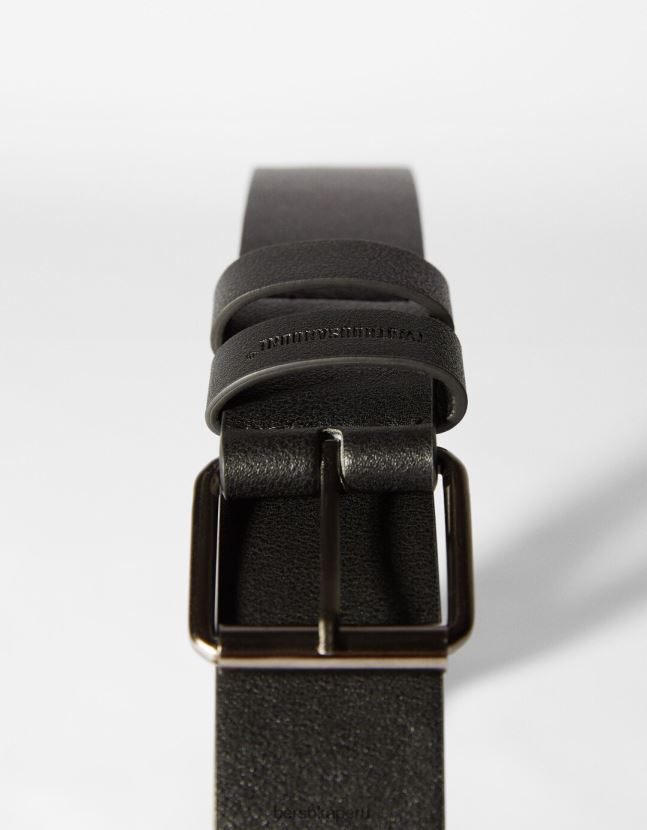 negro Bershka hombres cinturón ancho de piel sintética 806J6B3638