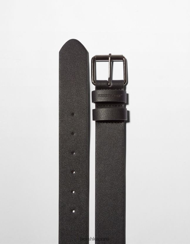 negro Bershka hombres cinturón ancho de piel sintética 806J6B3638