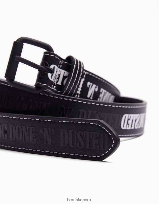 negro Bershka hombres cinturón con hilo en contraste 806J6B3643