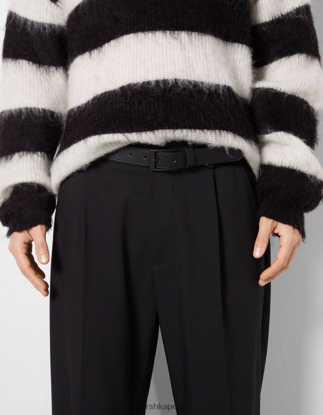 negro Bershka hombres cinturón fino de piel sintética 806J6B3639