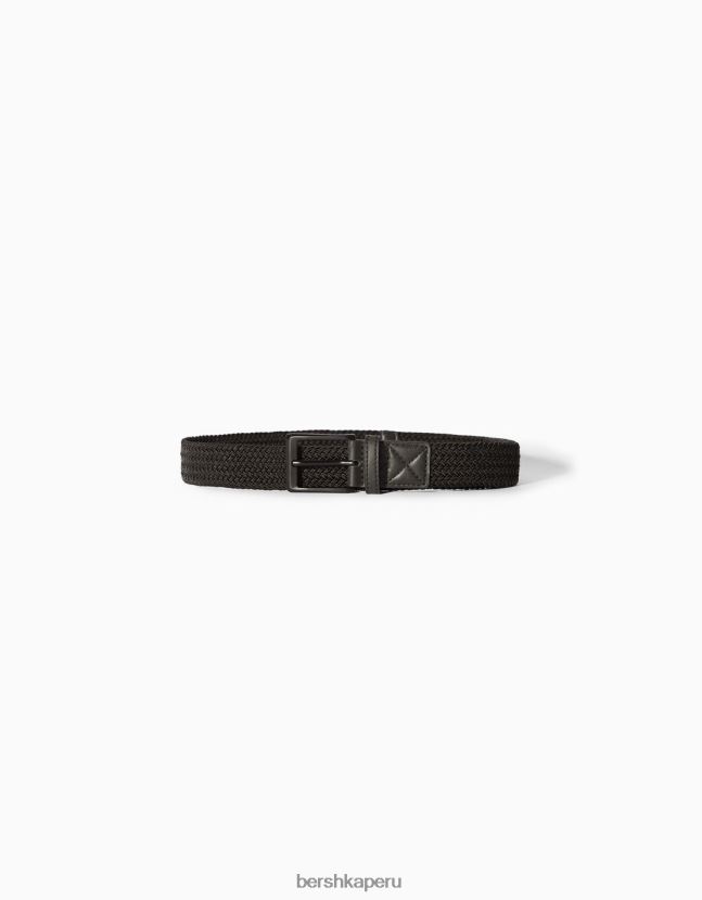 negro Bershka hombres cinturón trenzado de piel sintética 806J6B3630