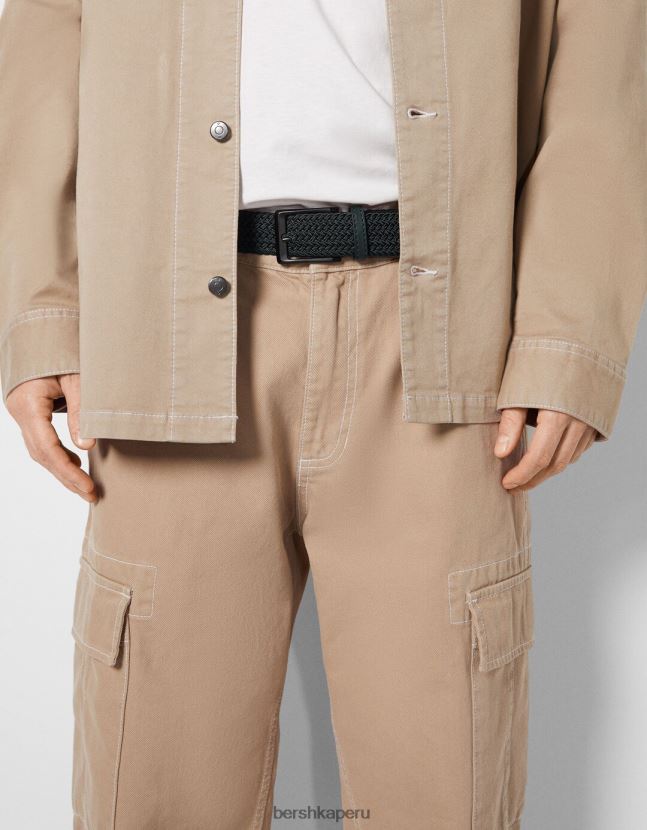 negro Bershka hombres cinturón trenzado de piel sintética 806J6B3630