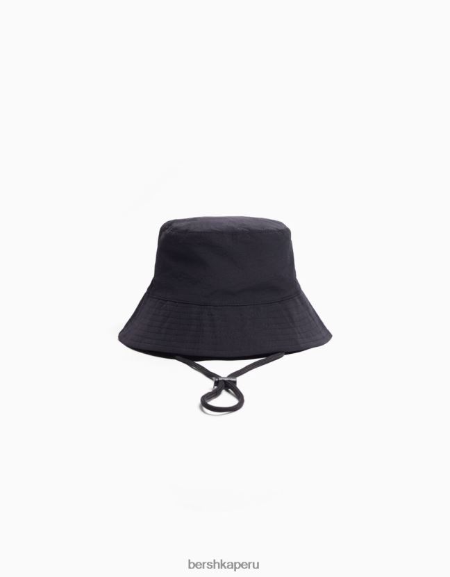 negro Bershka hombres sombrero de lluvia de nailon con correas 806J6B3610