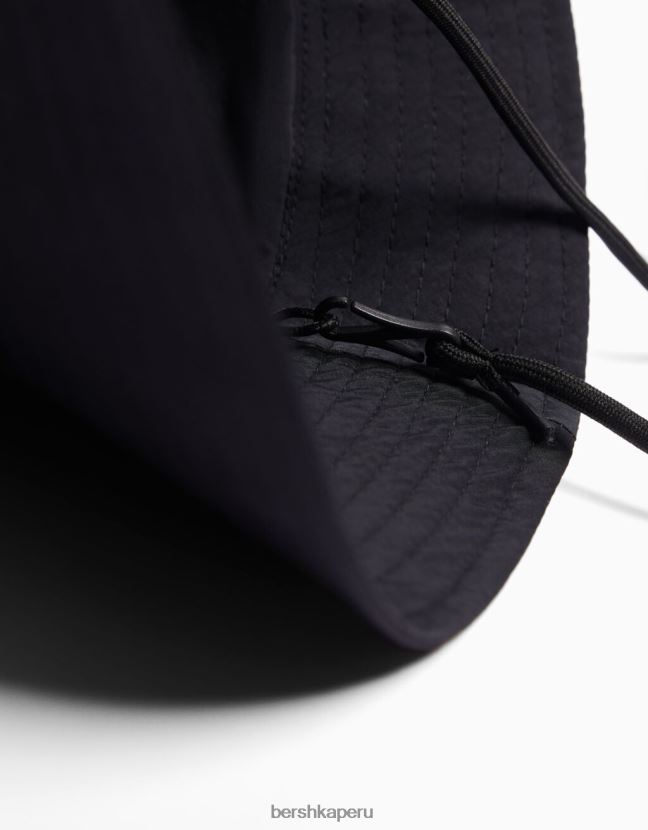 negro Bershka hombres sombrero de lluvia de nailon con correas 806J6B3610