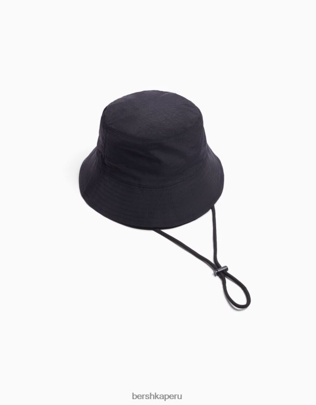 negro Bershka hombres sombrero de lluvia de nailon con correas 806J6B3610