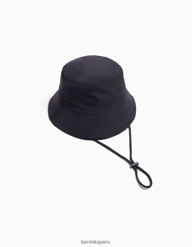 negro Bershka hombres sombrero de lluvia de nailon con correas 806J6B3612