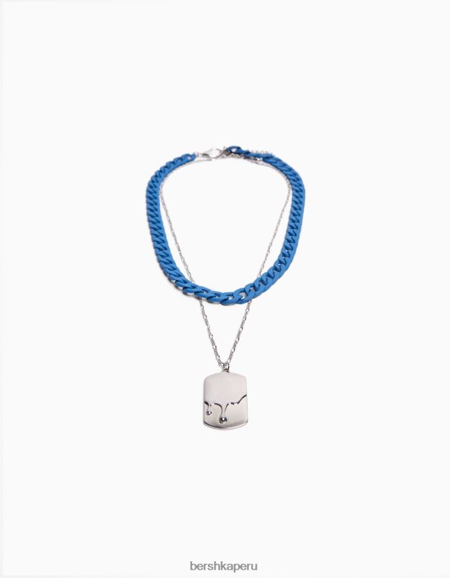 azul Bershka hombres collar de colores con etiqueta 806J6B3684