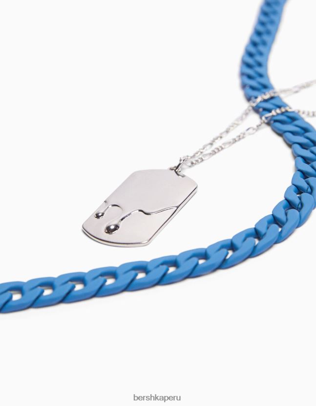 azul Bershka hombres collar de colores con etiqueta 806J6B3684