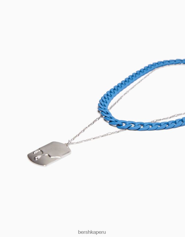 azul Bershka hombres collar de colores con etiqueta 806J6B3684