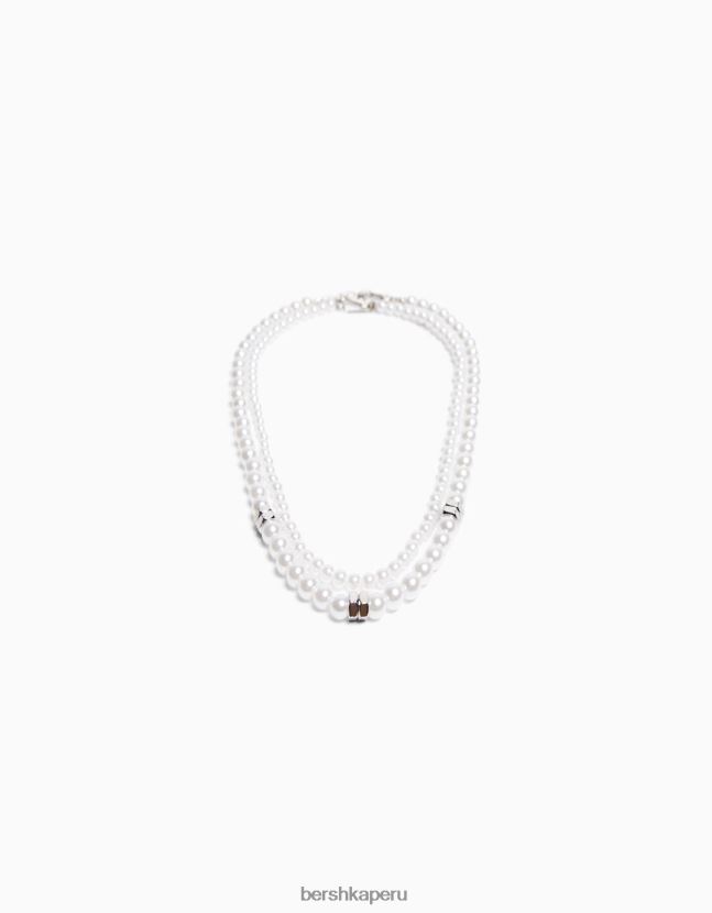 blanco Bershka hombres collar de perlas de imitación 806J6B3664