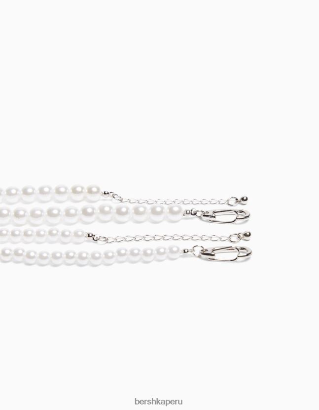 blanco Bershka hombres collar de perlas de imitación 806J6B3664
