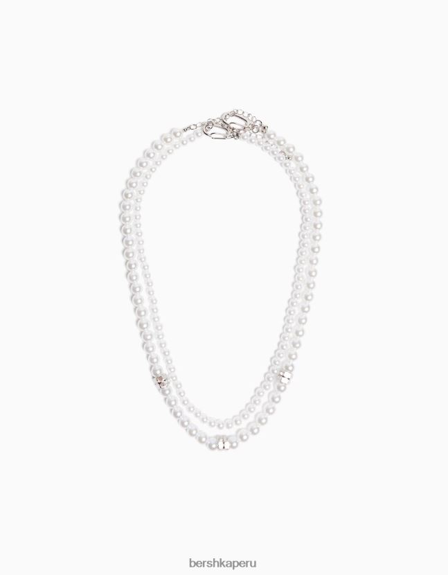 blanco Bershka hombres collar de perlas de imitación 806J6B3664