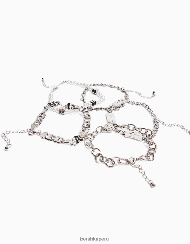blanco Bershka hombres juego de 5 pulseras de perlas de imitación 806J6B3657