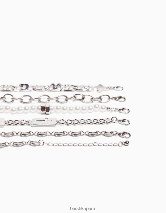 blanco Bershka hombres juego de 5 pulseras de perlas de imitación 806J6B3657