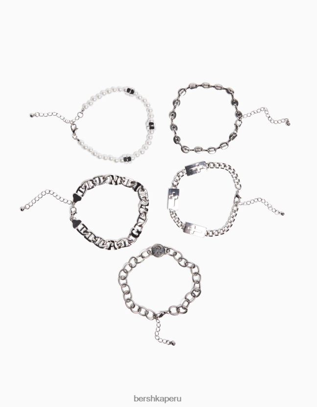 blanco Bershka hombres juego de 5 pulseras de perlas de imitación 806J6B3657