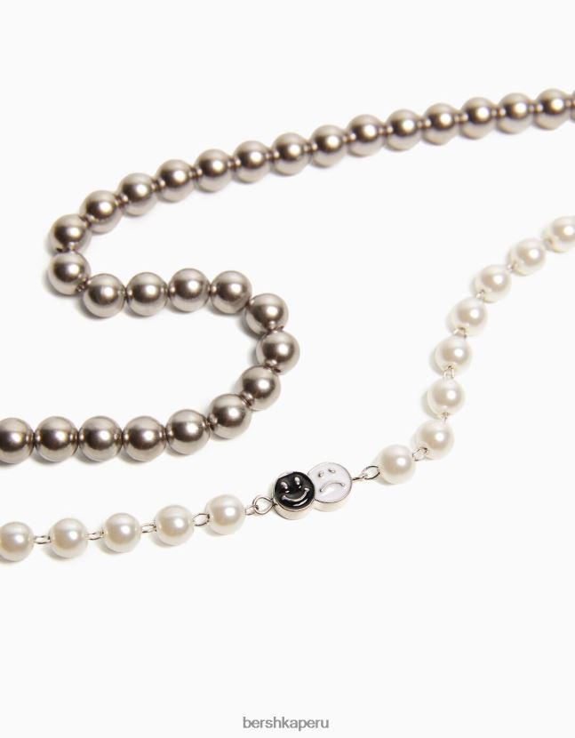 gris Bershka hombres juego de 2 collares de perlas 806J6B3673