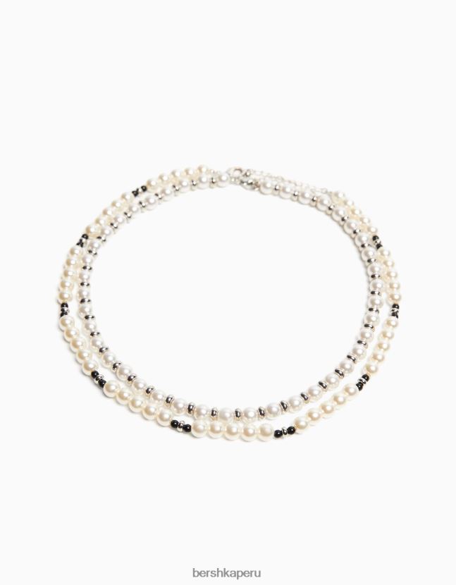 gris Bershka hombres juego de 2 collares de perlas 806J6B3674