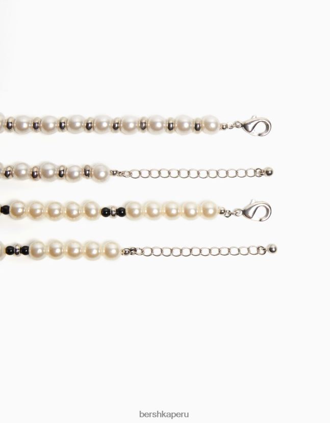 gris Bershka hombres juego de 2 collares de perlas 806J6B3674