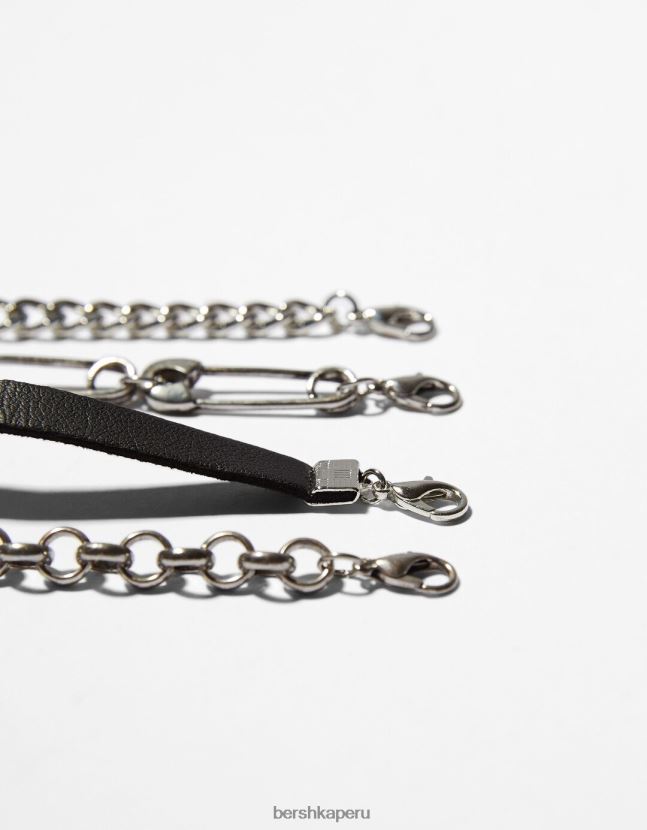 negro Bershka hombres juego de 5 pulseras con imperdibles 806J6B3656