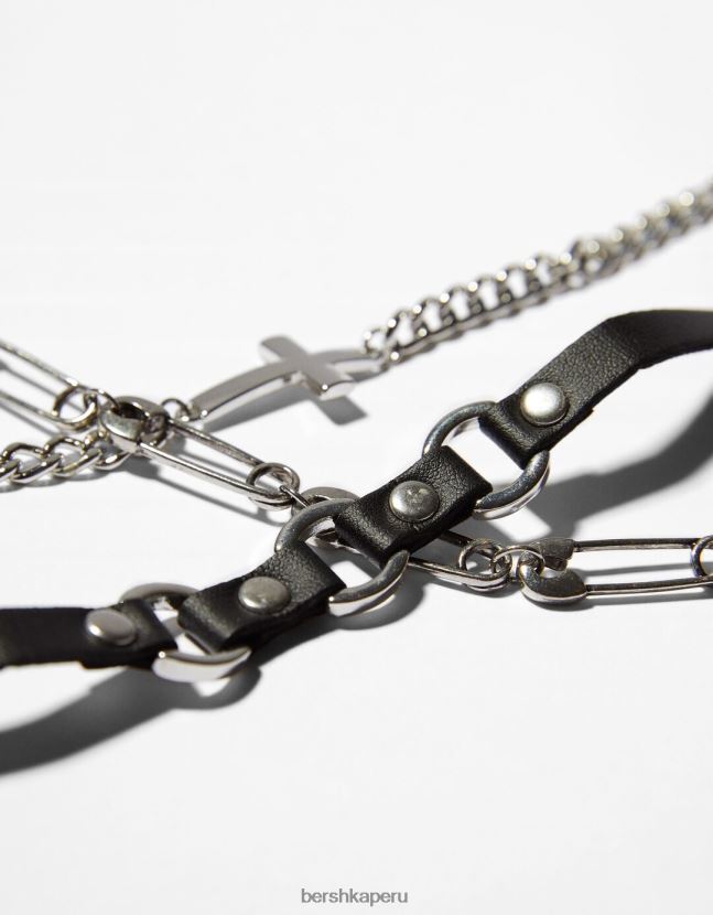 negro Bershka hombres juego de 5 pulseras con imperdibles 806J6B3656