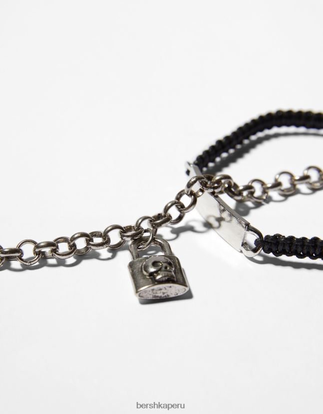 negro Bershka hombres juego de 5 pulseras con imperdibles 806J6B3656