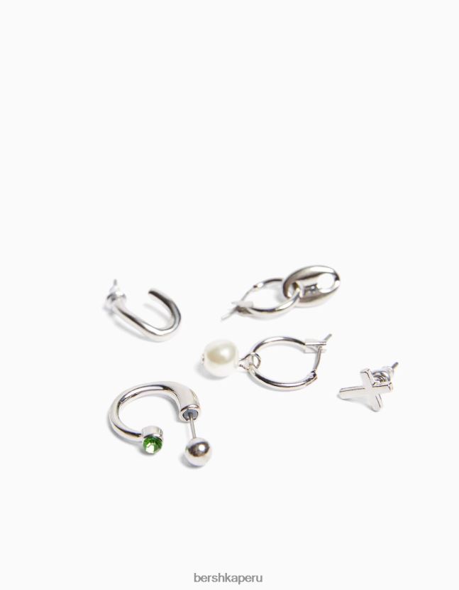 plata Bershka hombres Pack de 10 pendientes de aro 806J6B3671