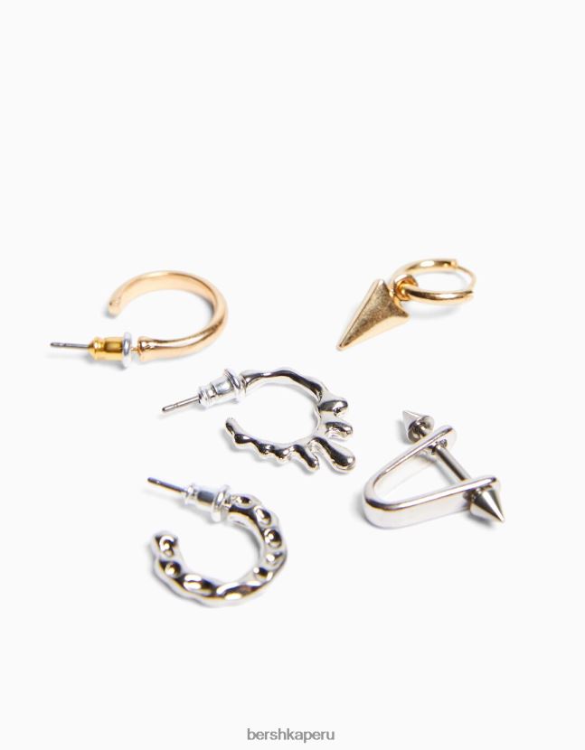 plata Bershka hombres Pack de 10 pendientes de aro 806J6B3671