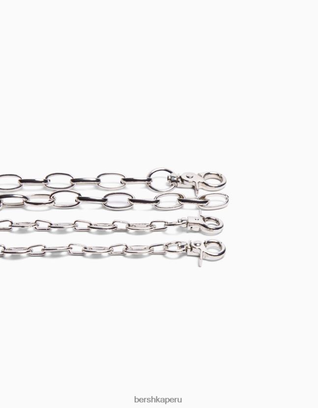 plata Bershka hombres Pack de 2 collares de cadena 806J6B3663