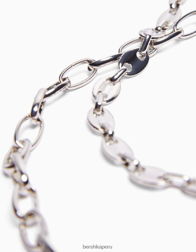 plata Bershka hombres Pack de 2 collares de cadena 806J6B3663