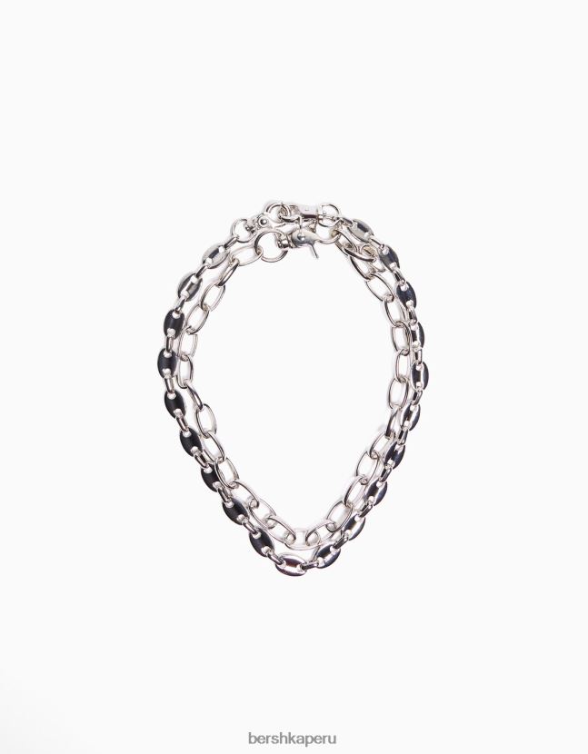 plata Bershka hombres Pack de 2 collares de cadena 806J6B3663