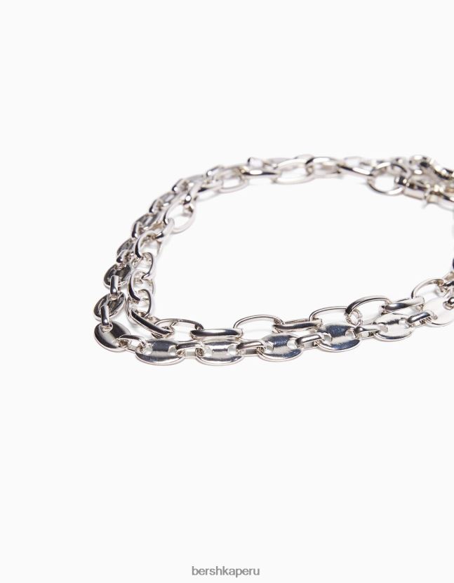 plata Bershka hombres Pack de 2 collares de cadena 806J6B3663