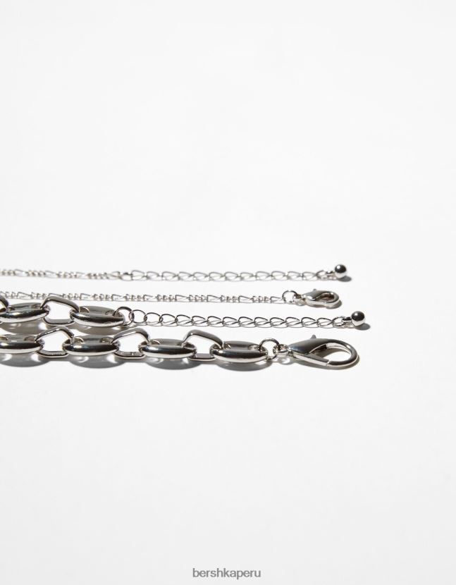 plata Bershka hombres collar de etiqueta 806J6B3683