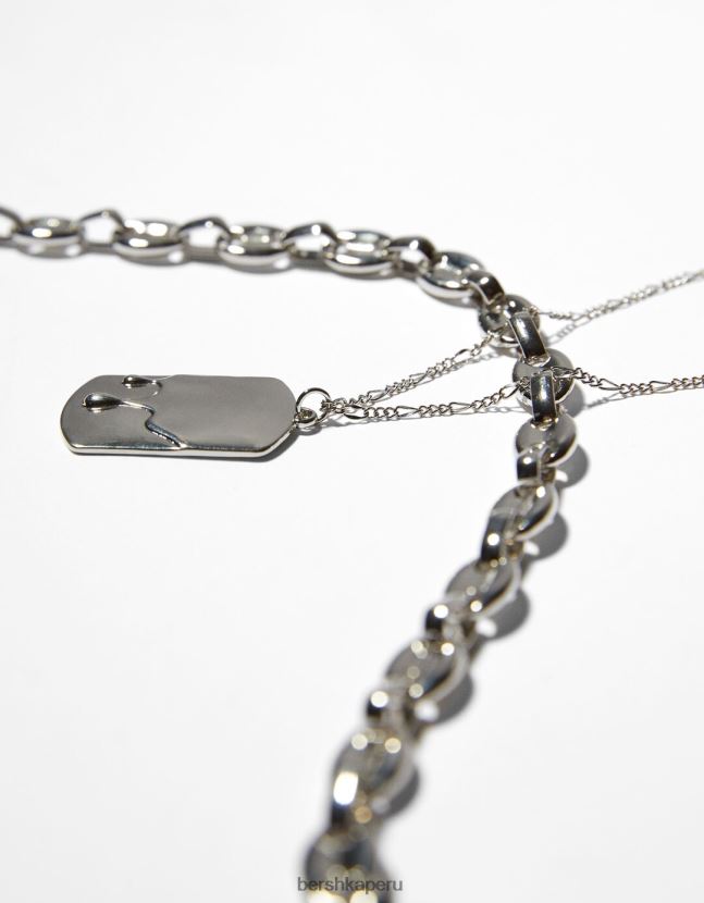 plata Bershka hombres collar de etiqueta 806J6B3683