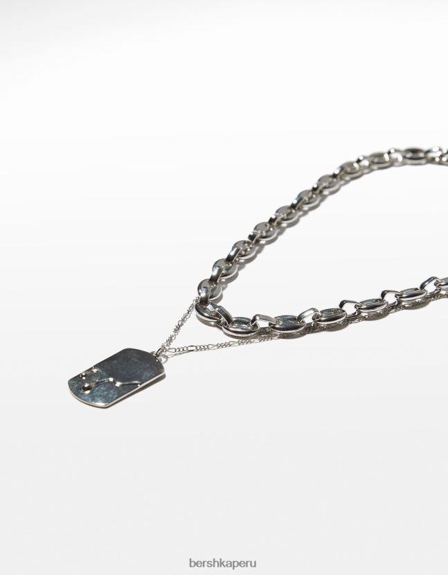 plata Bershka hombres collar de etiqueta 806J6B3683